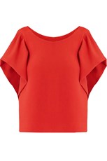 Maison Poi TISSUE CROP TOP WITH PUFF SLEEVE RED